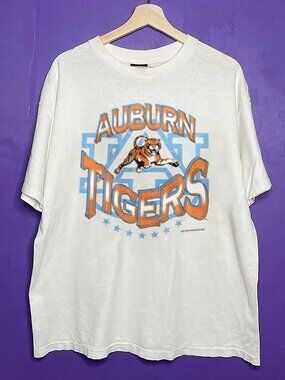 Vintage 90s Auburn University Crewneck T Shirt, Auburn Tigers Football Shirt Tee